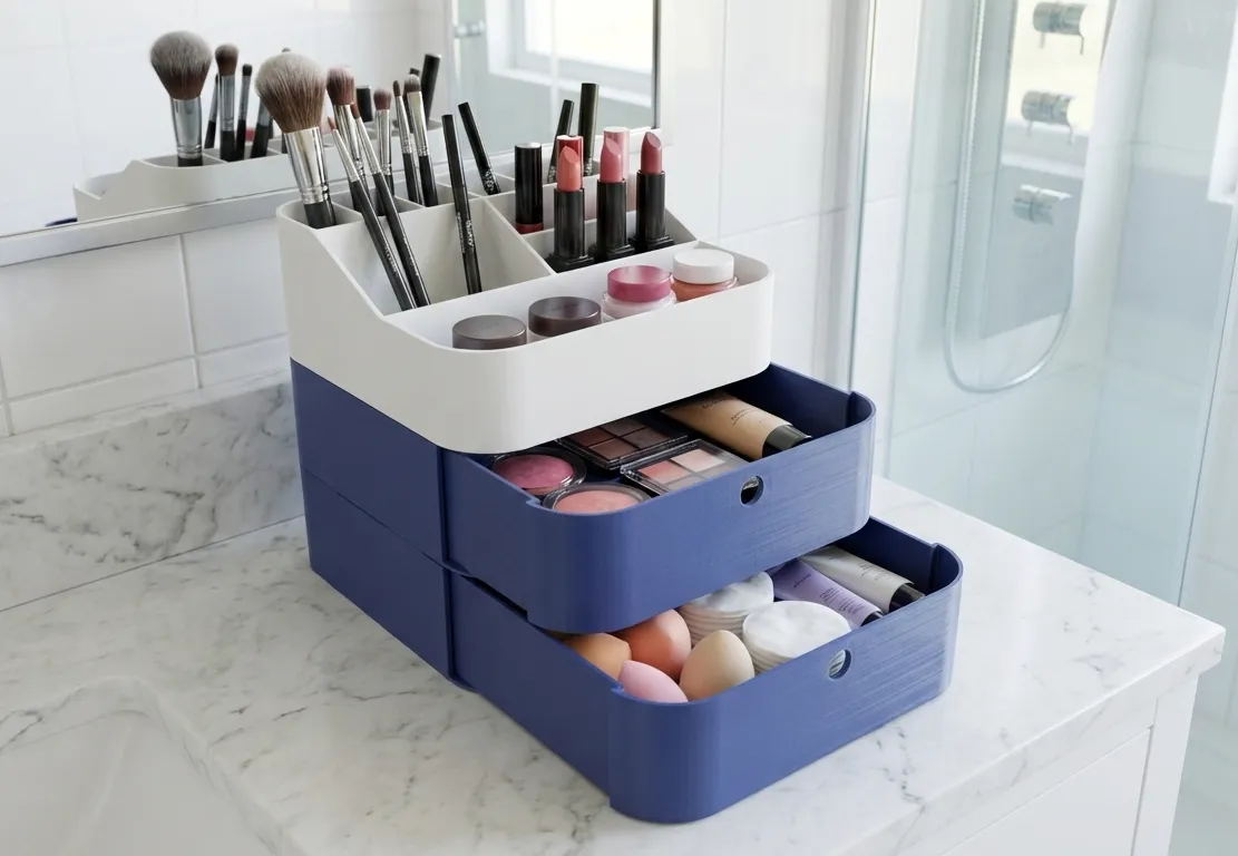 Organizer na Kosmetyki 3D | Modułowy | Biało-Czarny | 2 Szuflady