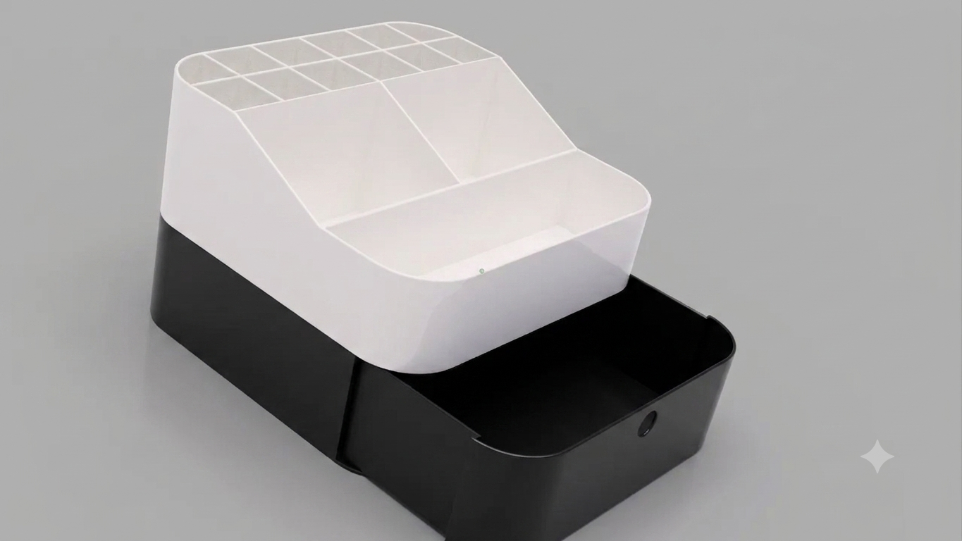 Organizer na Kosmetyki 3D | Modułowy | Biało-Czarny | 2 Szuflady - zdjęcie 3