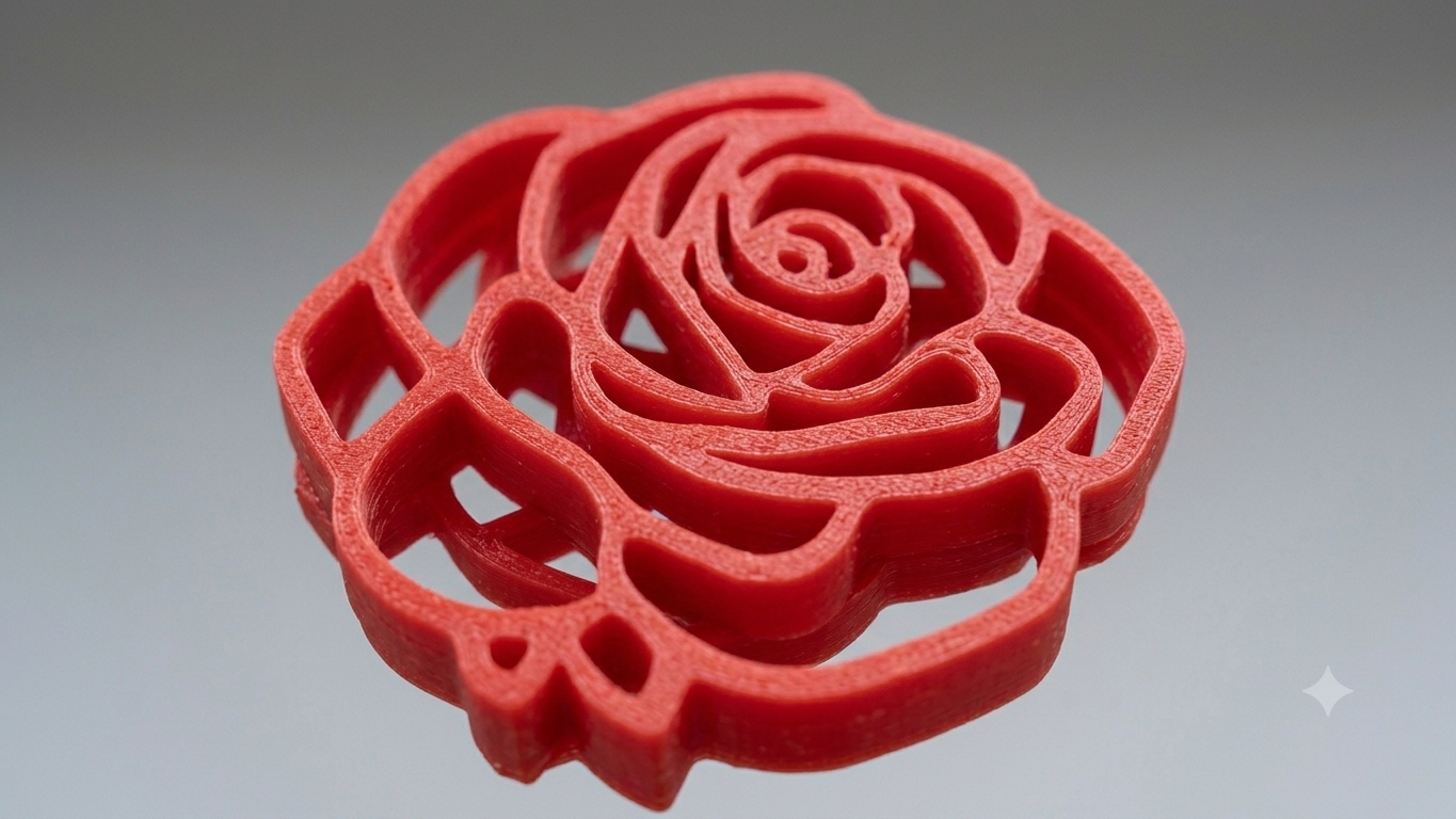 Czerwona Róża z Napisem "Love" 3D | Topper / Dekoracja Walentynkowa - zdjęcie 4